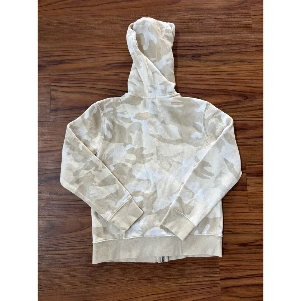 Polo Ralph Lauren Boys Tan White Camo Full Zip Hoodie Sweatshirt M 10-12